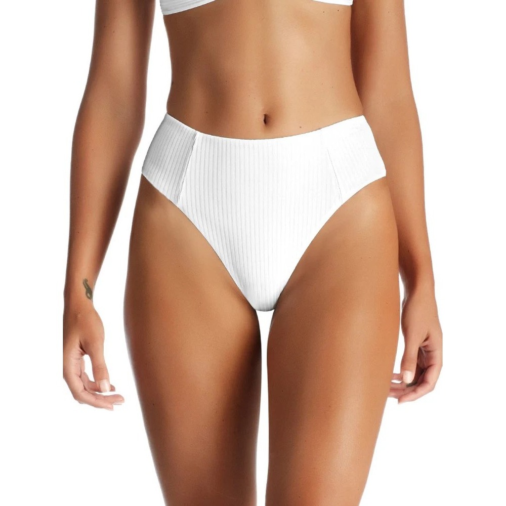 Vitamin A 814B High Waisted Ribbed Bikini Bottom White 12/XL